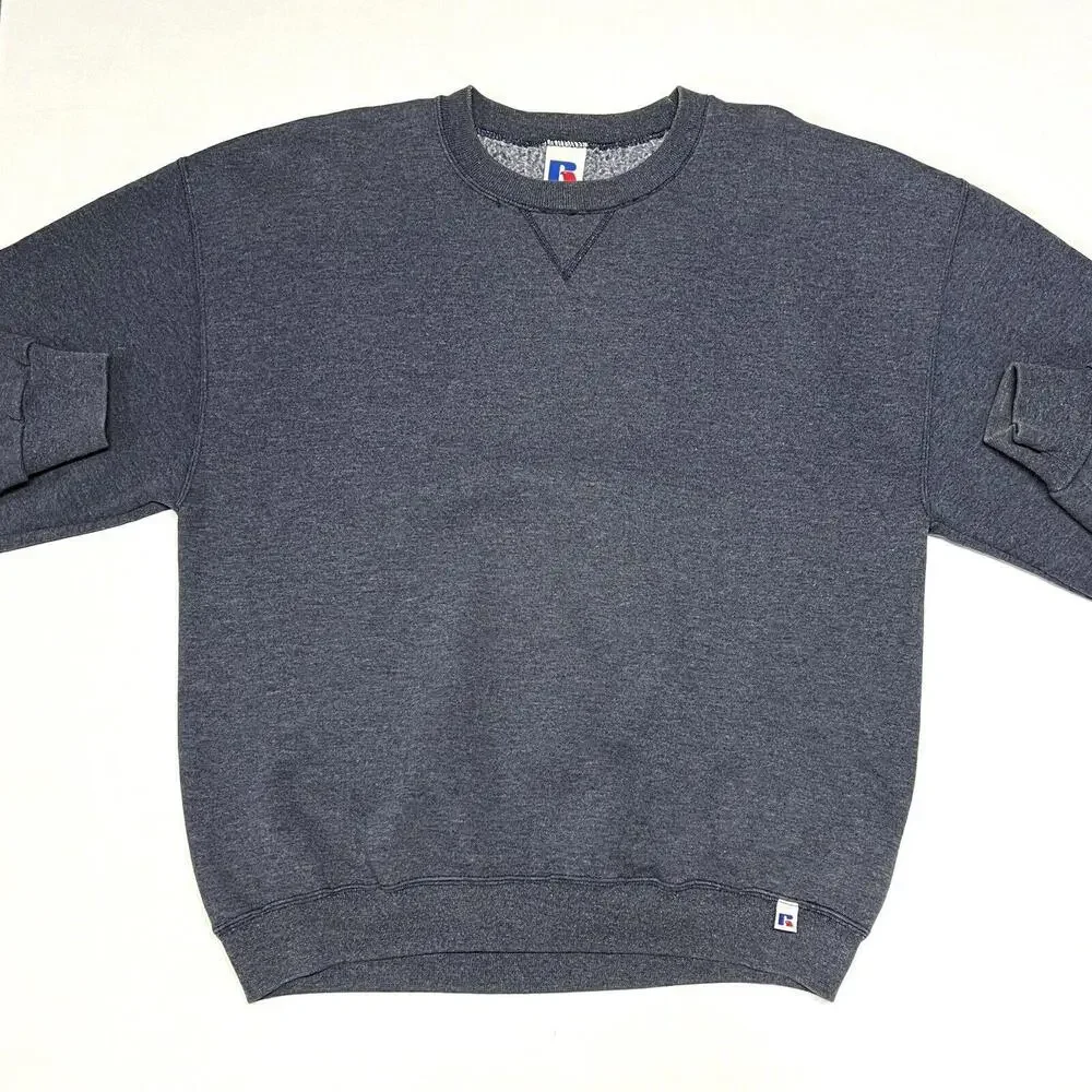 VTG Russell Athletic Sweatshirt Crewneck Blank Gray Blue Made In Mexico Sz L - Picture 2 of 8